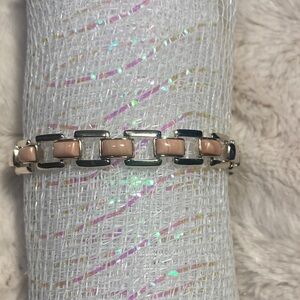 Jay King Pink Opal Bracelet.  Sterling Silver Link -7.75”